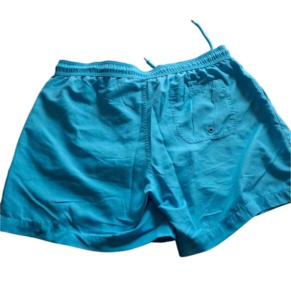 George Mens Swim Trunks Blue L Elastic Waist Drawstring Beach Vacation Tropical - Picture 2 of 7